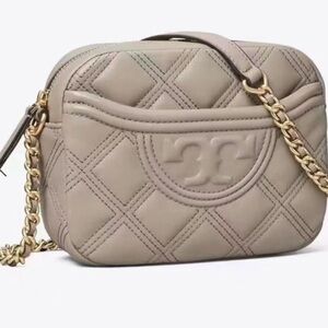 Tory Burch Quilted Beige Crossbody Bag